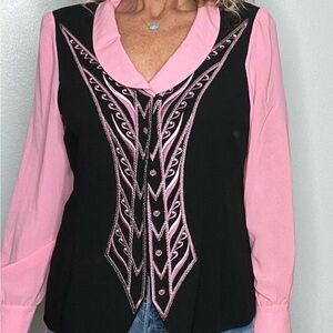 NWT Bob Mackie Shirt Wearable Art Embroidered Sz Large